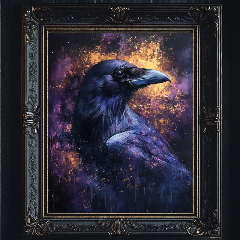 Fantasy Raven Portrait Wall Art Print - Available on Metal or Fine Art Paper - Designs by Linda Nee