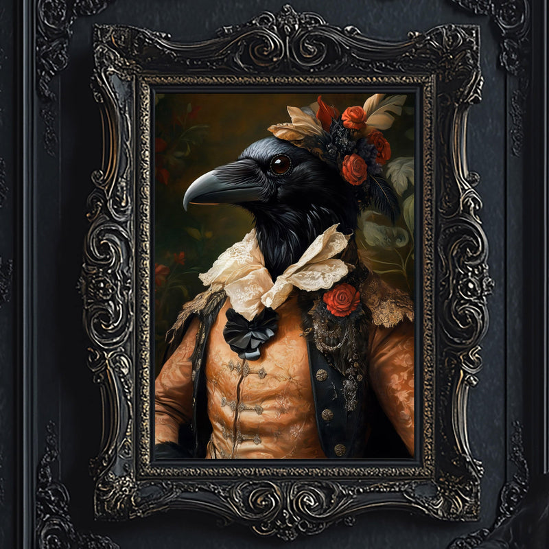 Aristocrat Raven Fantasy Wall Art Print - Available on Metal or Fine Art Paper - Designs by Linda Nee