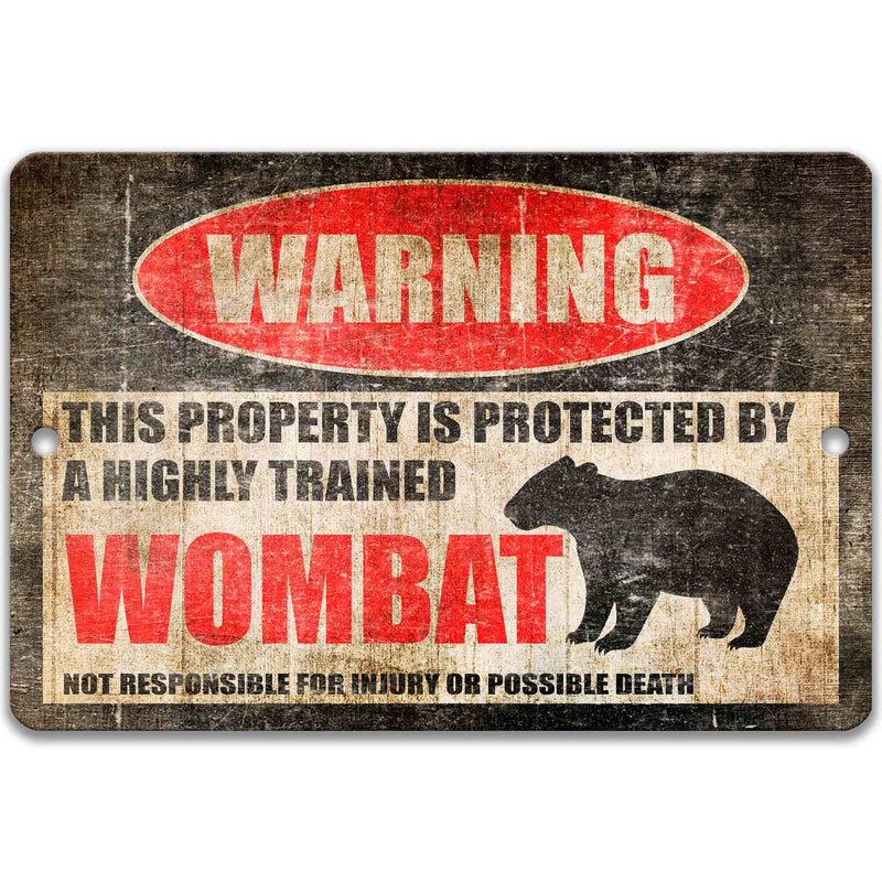 Wombat Metal Sign - Humorous Campsite Welcome Decor for Outdoor Enthusiasts - Marsupial Warning Yard Art - Designs by Linda Nee