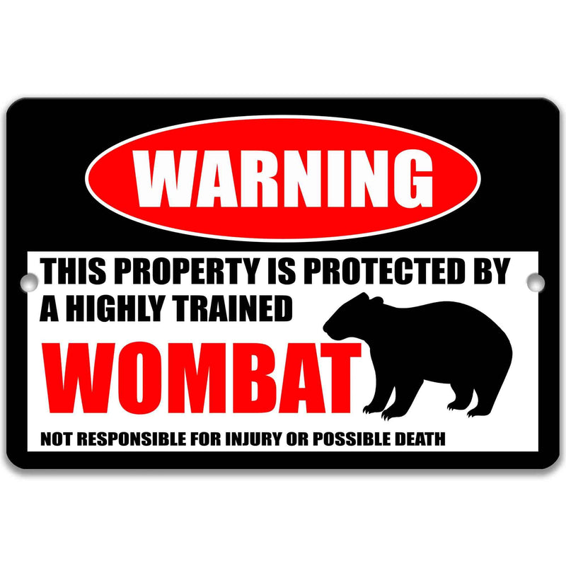 Wombat Metal Sign - Humorous Campsite Welcome Decor for Outdoor Enthusiasts - Marsupial Warning Yard Art - Designs by Linda Nee