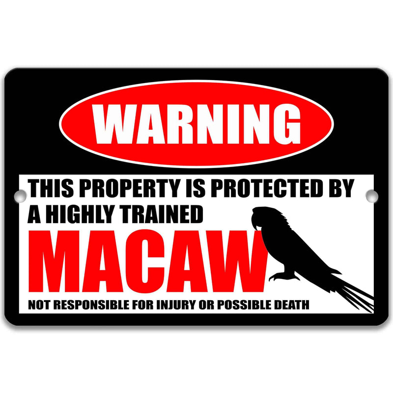 Metal Macaw Sign - Outdoor Yard Decor for Bird Lovers - Humorous Home Welcome Warning - Designs by Linda Nee