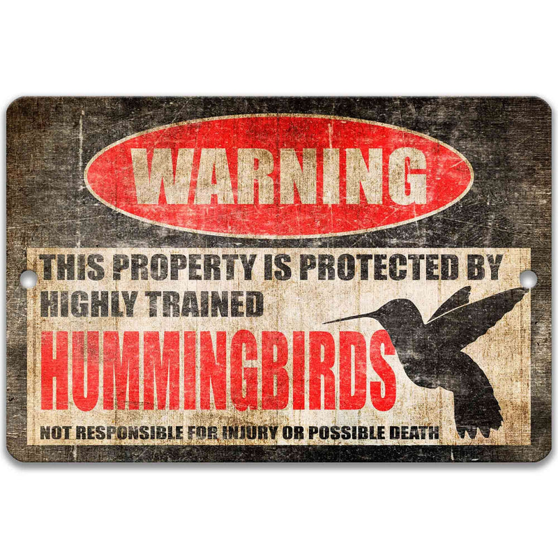 Hummingbird Metal Sign - Perfect Gift for Backyard Bird Watchers with a Touch of Humor - Yard Decor and Warning Sign - Designs by Linda Nee