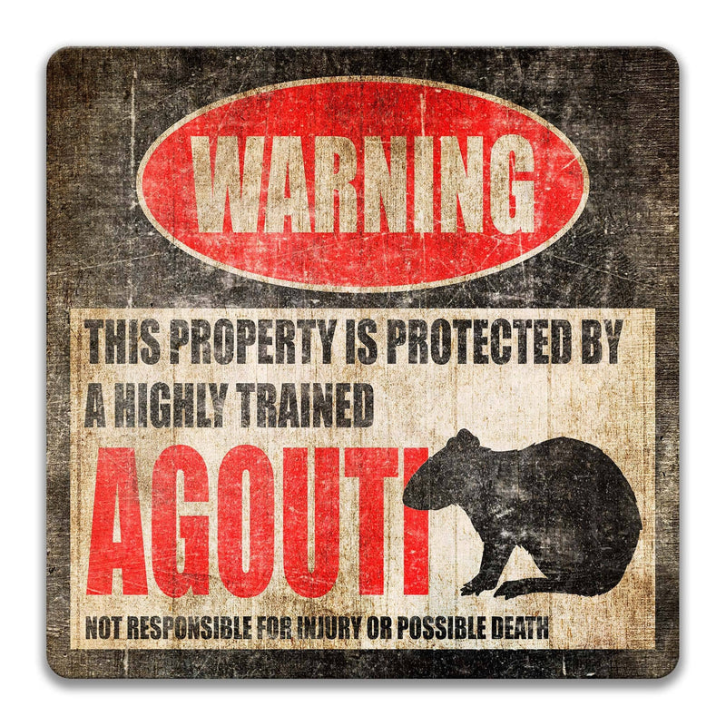 Agouti Warning Sign - Funny Cental American Decor - Rainforest Signs - Designs by Linda Nee