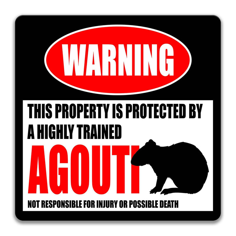 Agouti Warning Sign - Funny Cental American Decor - Rainforest Signs - Designs by Linda Nee