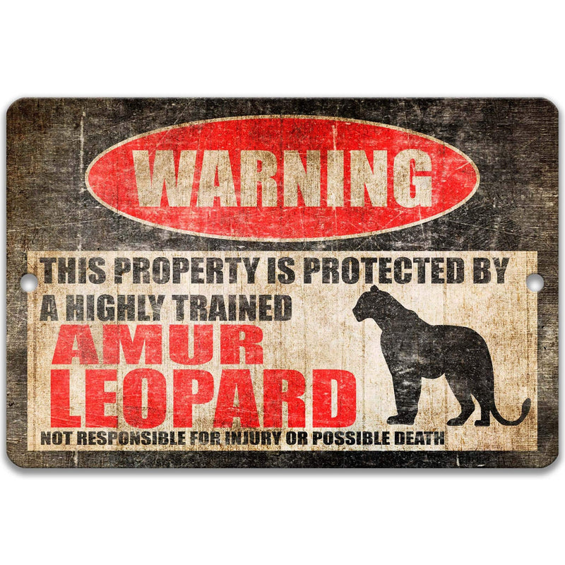 Amur Leopard Warning Sign - Funny Warning Decor - Available in Multiple Sizes - Designs by Linda Nee