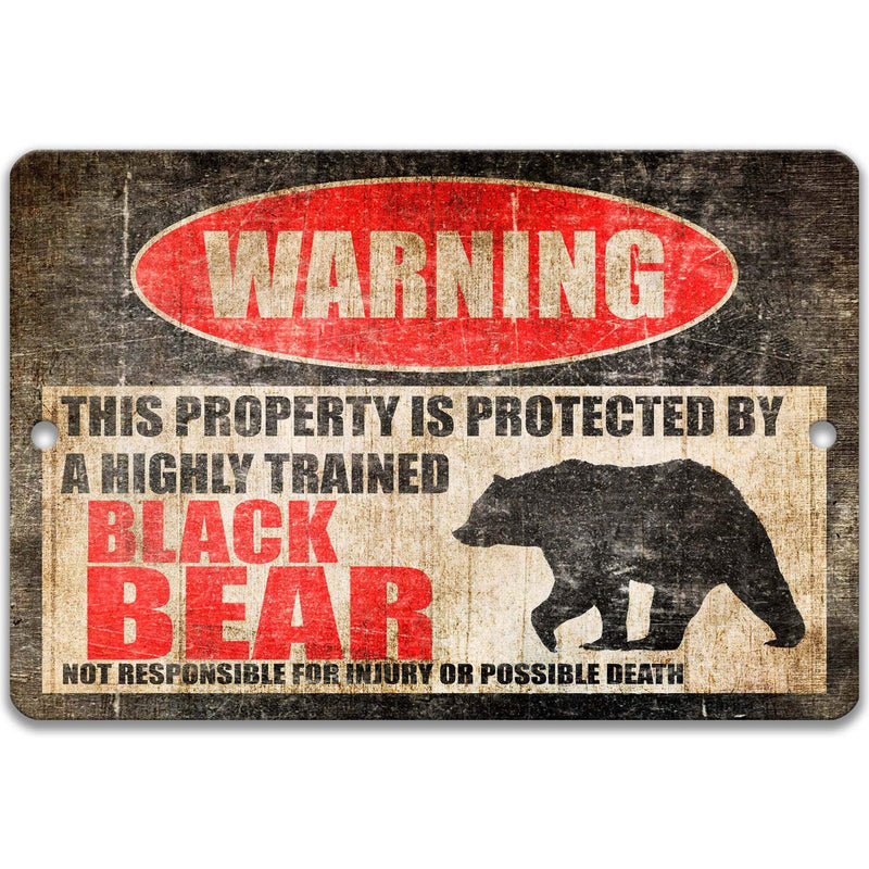 Black Bear Metal Warning Sign - Mountain Welcome - Humorous Outdoor Decor - Designs by Linda Nee