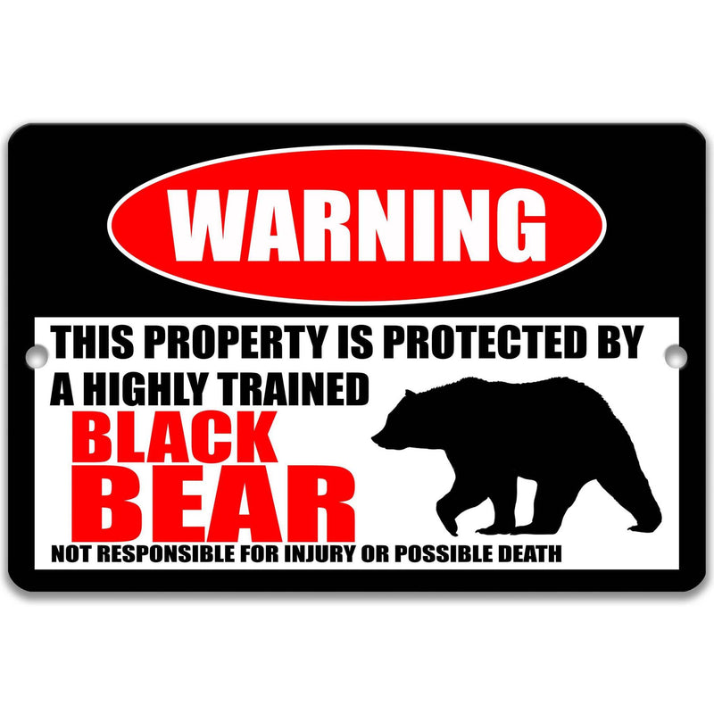 Black Bear Metal Warning Sign - Mountain Welcome - Humorous Outdoor Decor - Designs by Linda Nee