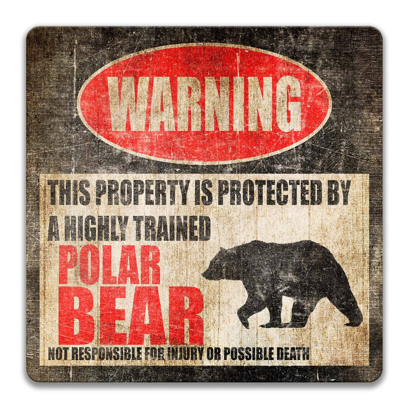 Arctic Welcome Polar Bear Metal Sign with Humor and Warning - Outdoor Alaska Yard Decor - Designs by Linda Nee