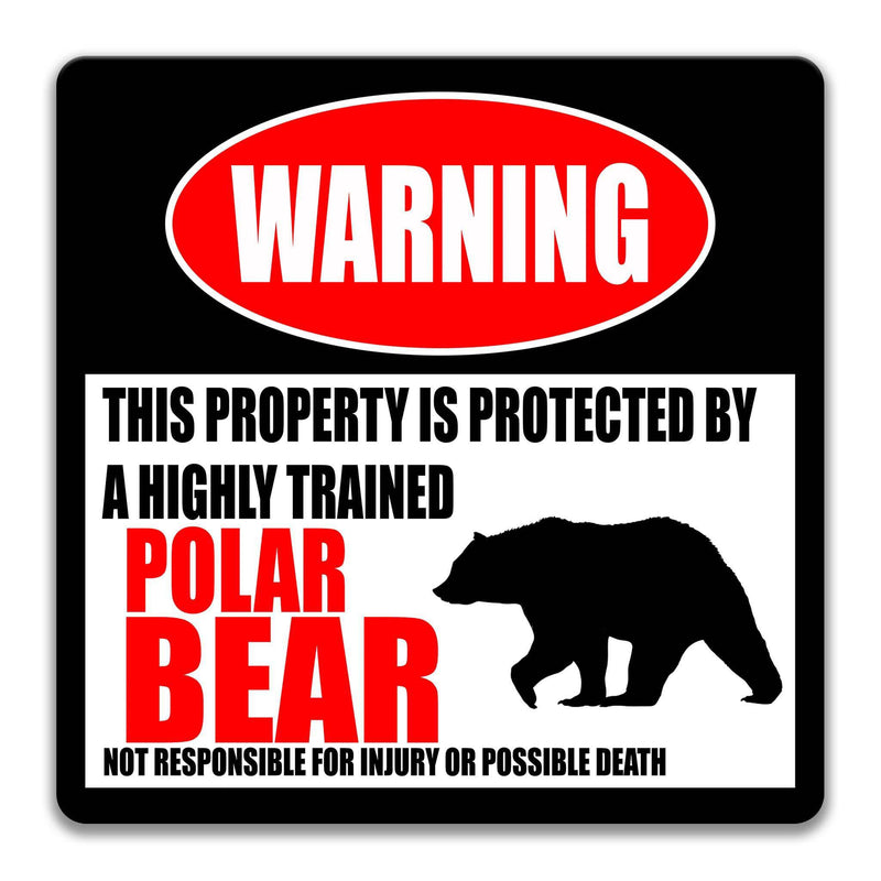 Arctic Welcome Polar Bear Metal Sign with Humor and Warning - Outdoor Alaska Yard Decor - Designs by Linda Nee