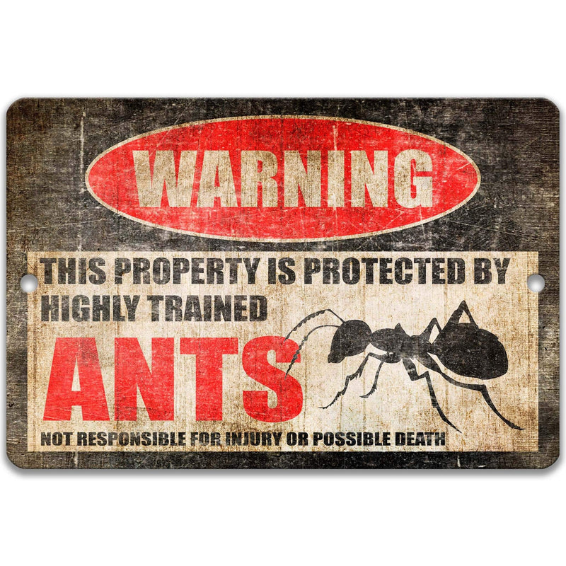 Warning Funny Ants Metal Sign - Perfect Pest No Trespassing SIgn - Designs by Linda Nee