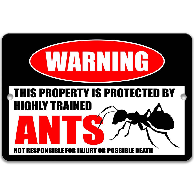 Warning Funny Ants Metal Sign - Perfect Pest No Trespassing SIgn - Designs by Linda Nee