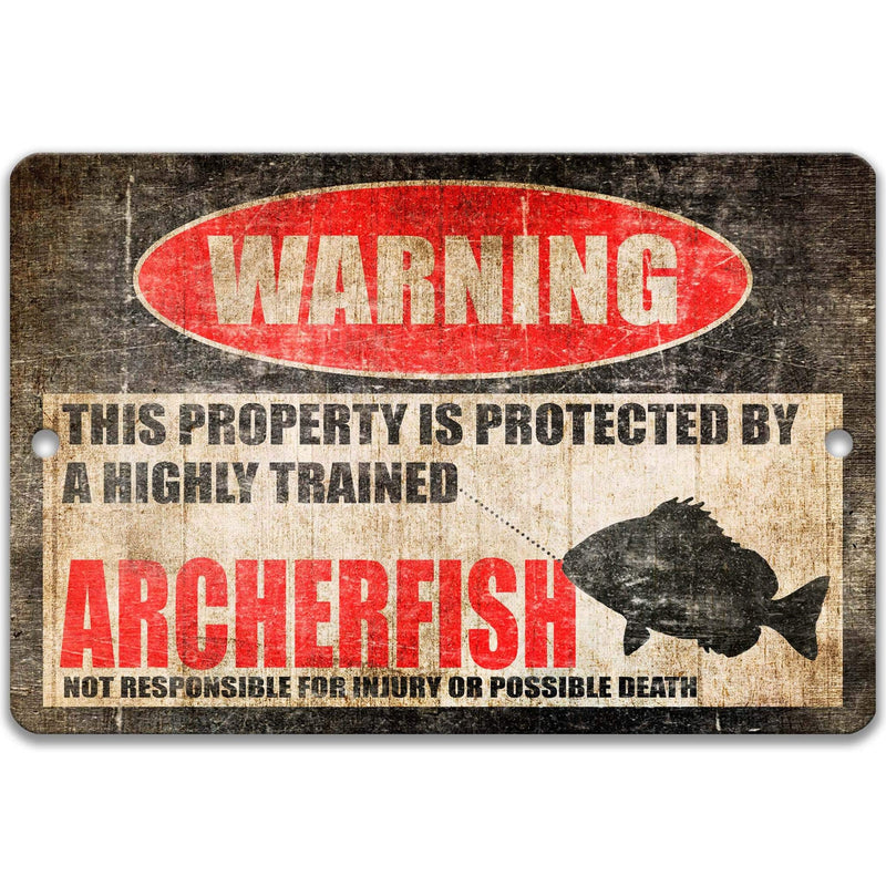 Archerfish Warning Sign - Funny Decor for Aquariums - Designs by Linda Nee