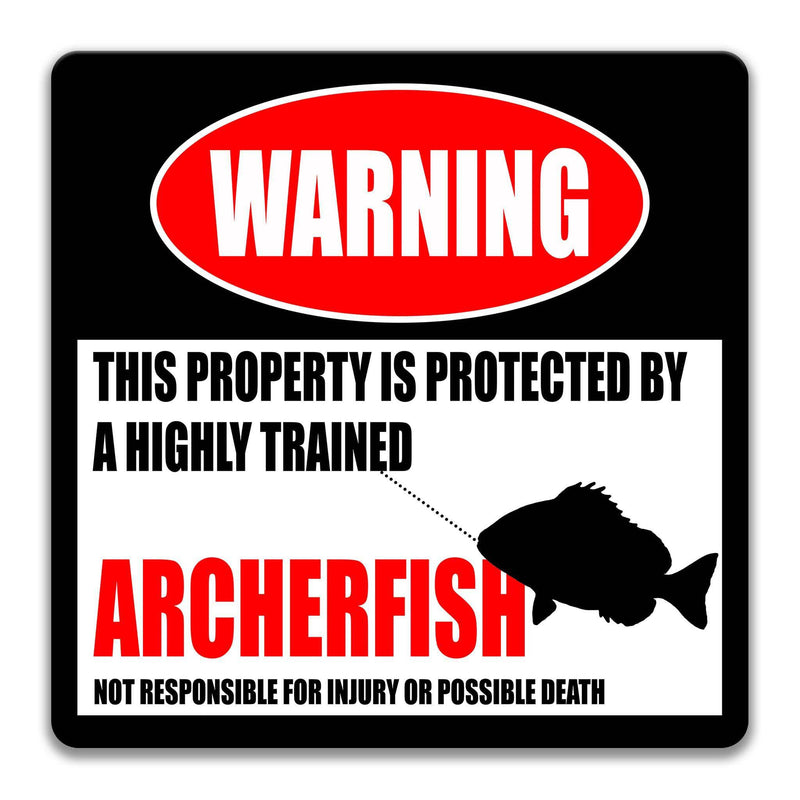 Archerfish Warning Sign - Funny Decor for Aquariums - Designs by Linda Nee