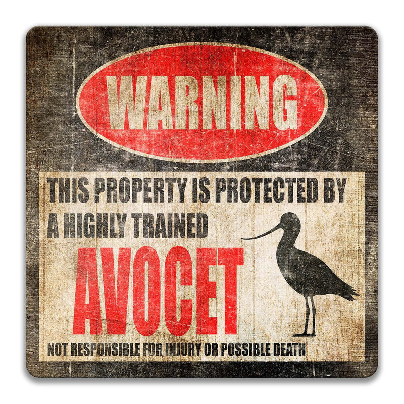 Avocet Warning Sign - Funny Decor for Cabin and Boat Dock - Shorebirds - Designs by Linda Nee