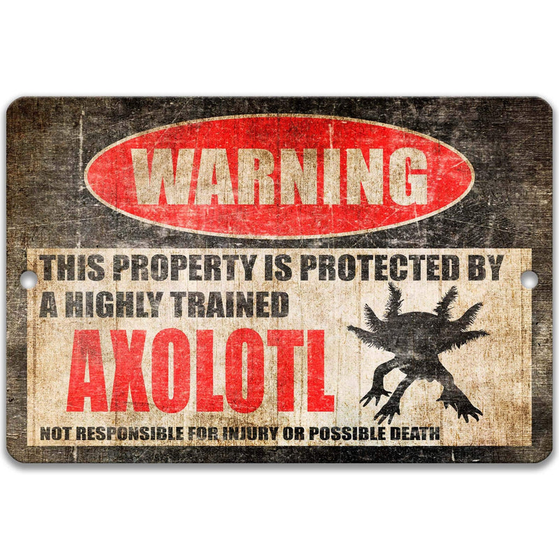 Axolotl Warning Sign - Decorate Your Aquarium with This Funny Mexican Walking Fish Sign, Aquatic Salamander - Designs by Linda Nee