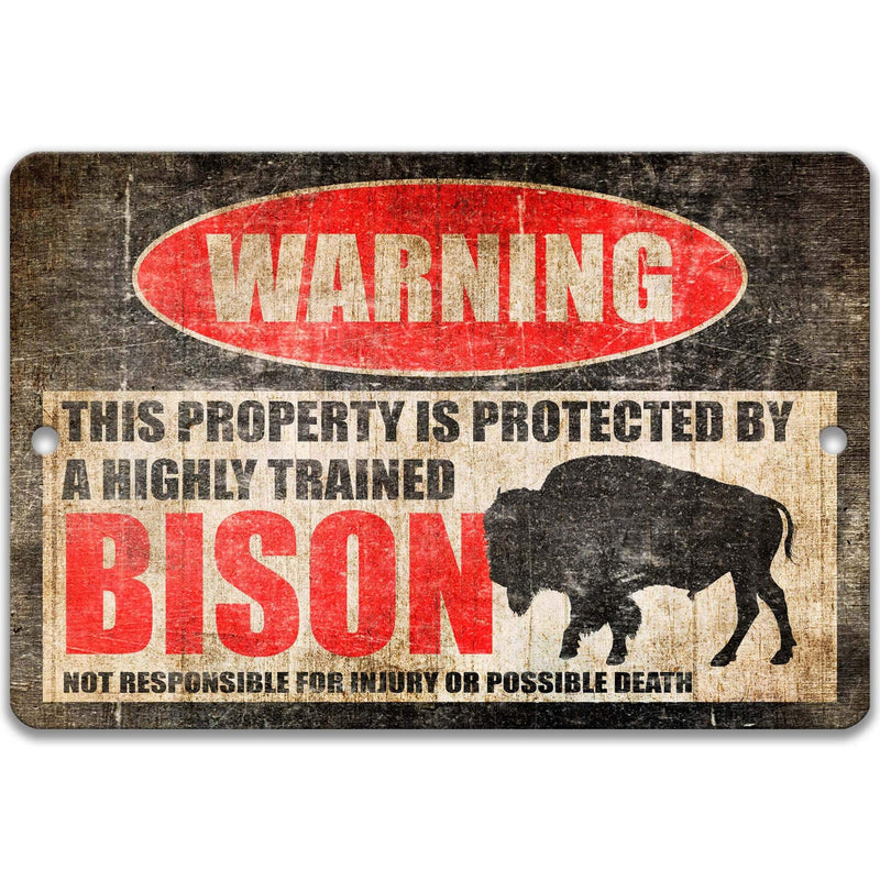 Bison Warning Sign for a Hilarious Addition to Your Home Decor - Multiple Sizes Available - Designs by Linda Nee