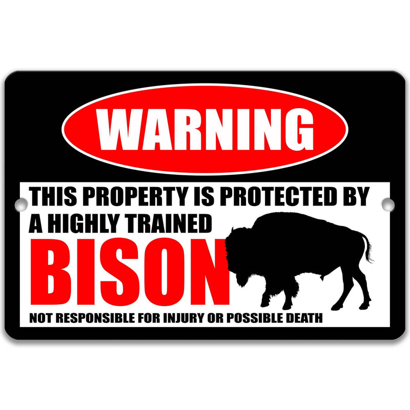 Bison Warning Sign for a Hilarious Addition to Your Home Decor - Multiple Sizes Available - Designs by Linda Nee