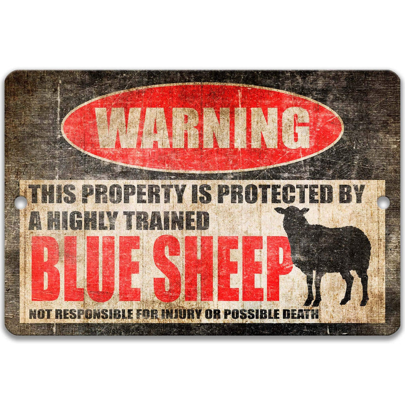 Blue Sheep Warning Sign - Funny Yard Decor - Designs by Linda Nee