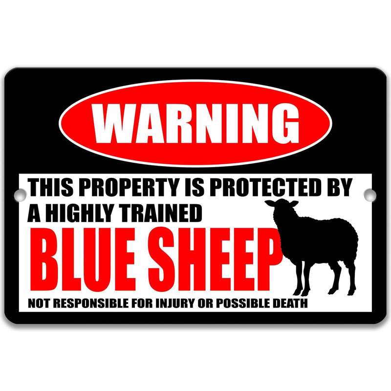 Blue Sheep Warning Sign - Funny Yard Decor - Designs by Linda Nee