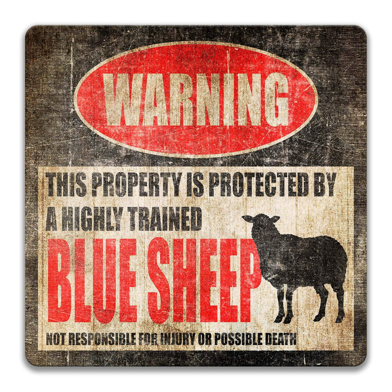 Blue Sheep Warning Sign - Funny Yard Decor - Designs by Linda Nee