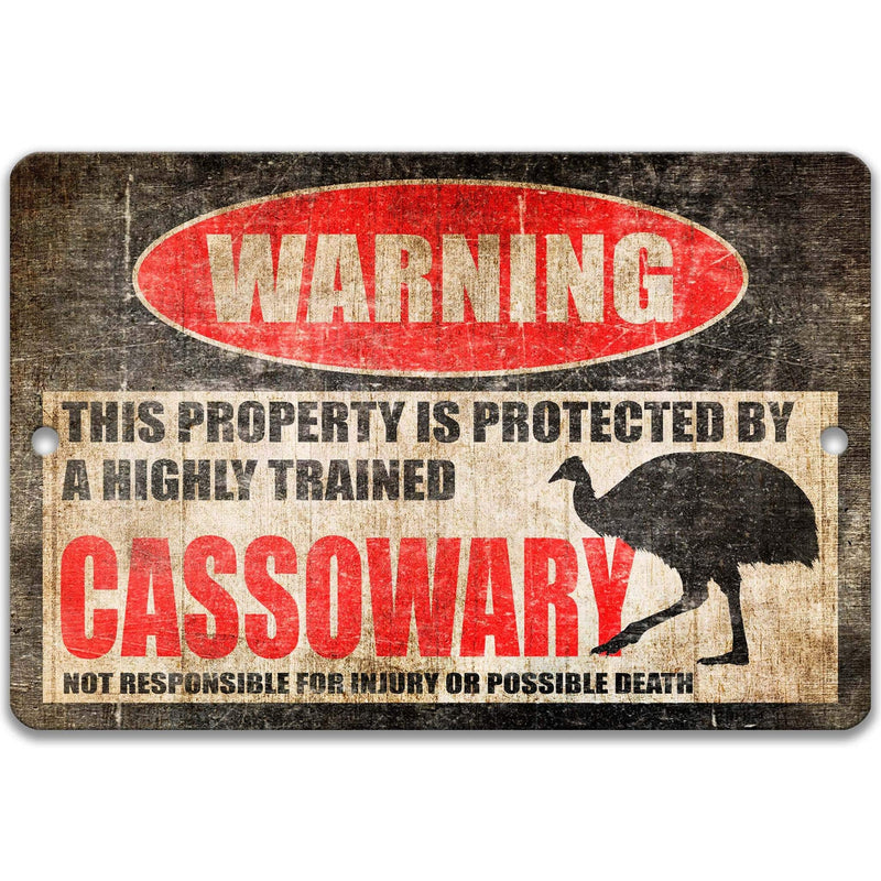 Cute Cassowary Warning Sign - Funny Living Dinosaur Decor for Birders - Available in Multiple Sizes - Designs by Linda Nee