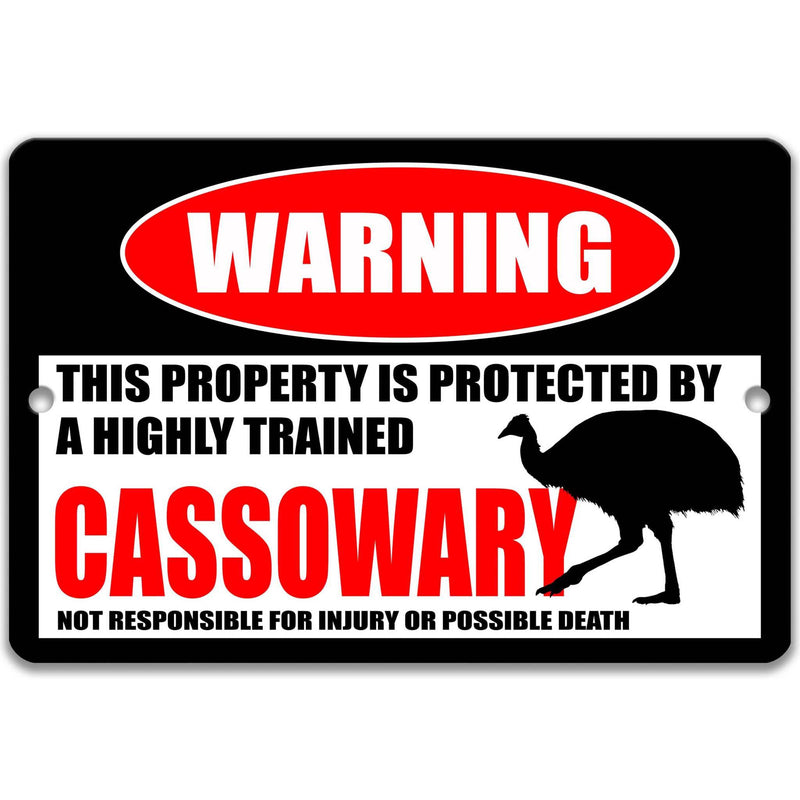 Cute Cassowary Warning Sign - Funny Living Dinosaur Decor for Birders - Available in Multiple Sizes - Designs by Linda Nee