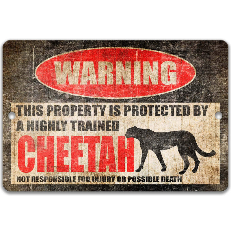 Funny Cheetah Warning Sign - Hunting Leopard Decor for Campsites - Big Cat Lover - Nature Sign - Designs by Linda Nee