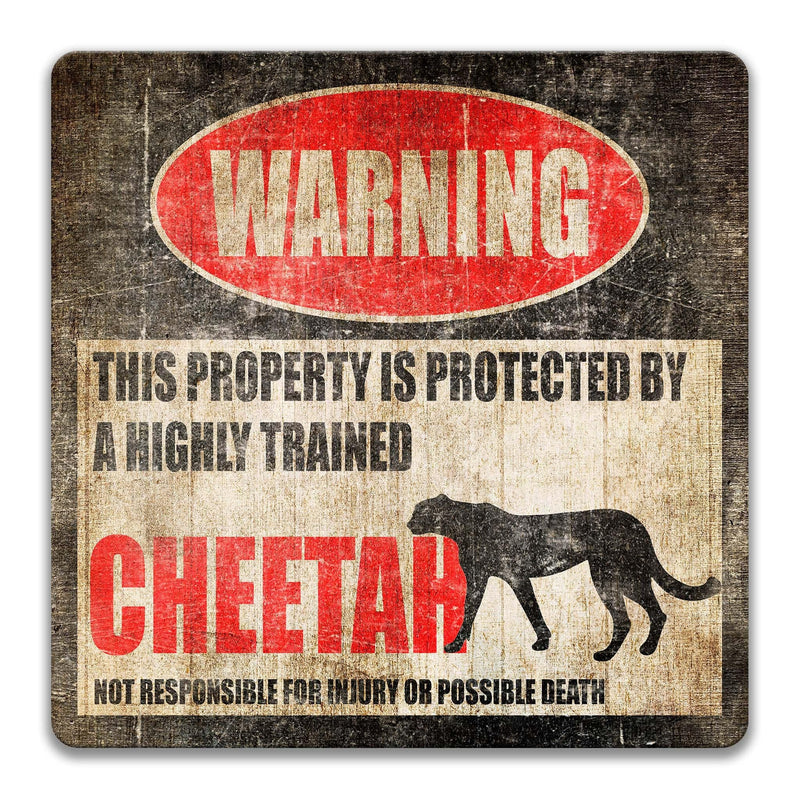 Funny Cheetah Warning Sign - Hunting Leopard Decor for Campsites - Big Cat Lover - Nature Sign - Designs by Linda Nee