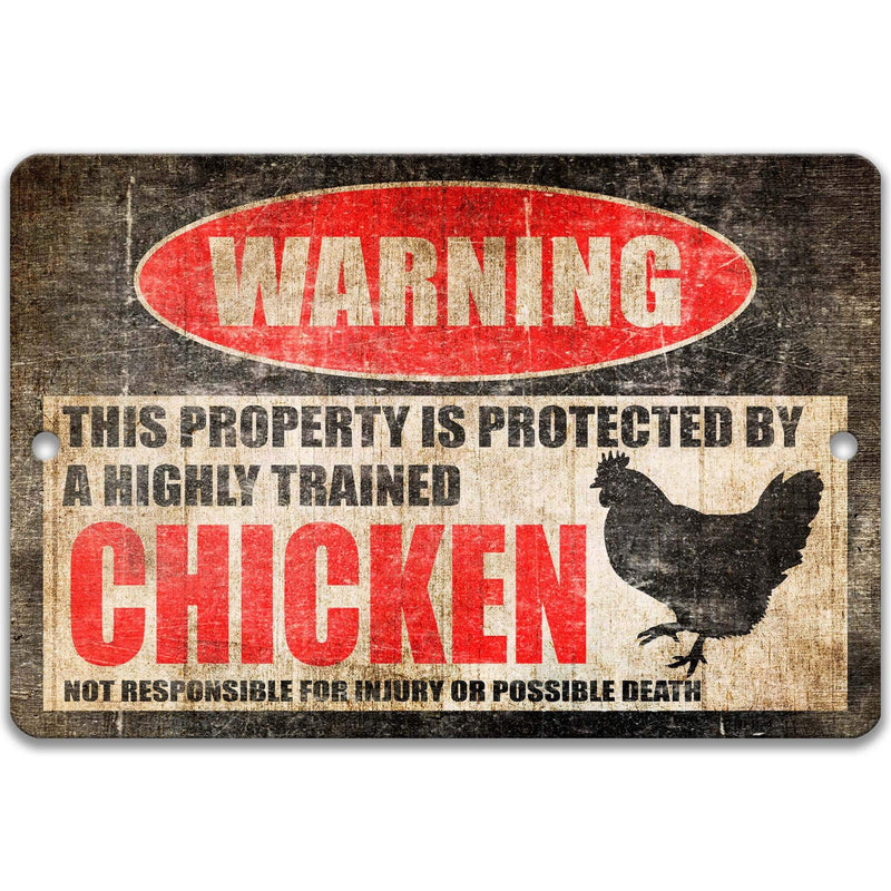 Funny Chicken Warning Sign - Decorate Your Chicken Coop with this Funny Metal Sign - Farm Decor - Backyard Chickens - Designs by Linda Nee