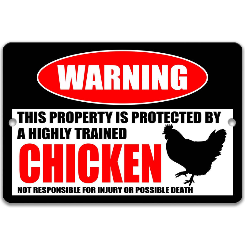 Funny Chicken Warning Sign - Decorate Your Chicken Coop with this Funny Metal Sign - Farm Decor - Backyard Chickens - Designs by Linda Nee