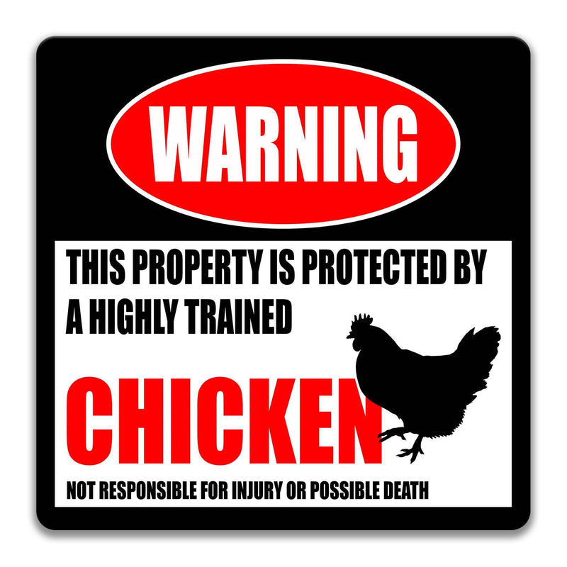 Funny Chicken Warning Sign - Decorate Your Chicken Coop with this Funny Metal Sign - Farm Decor - Backyard Chickens - Designs by Linda Nee