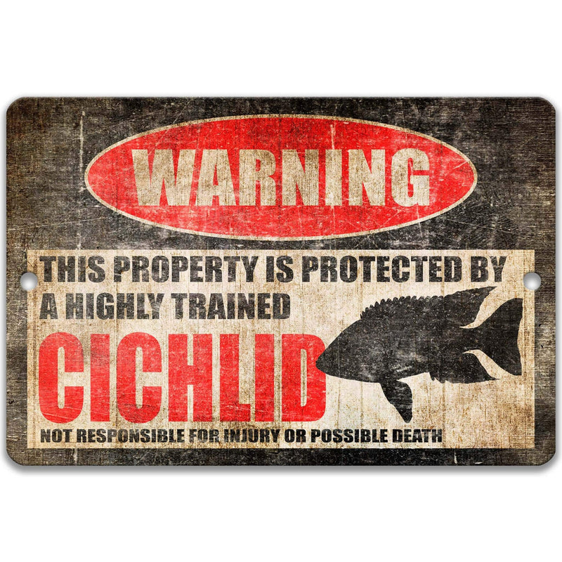 Cichlid Warning Sign - Funny Aquarium Decor - Fish Sign - Designs by Linda Nee