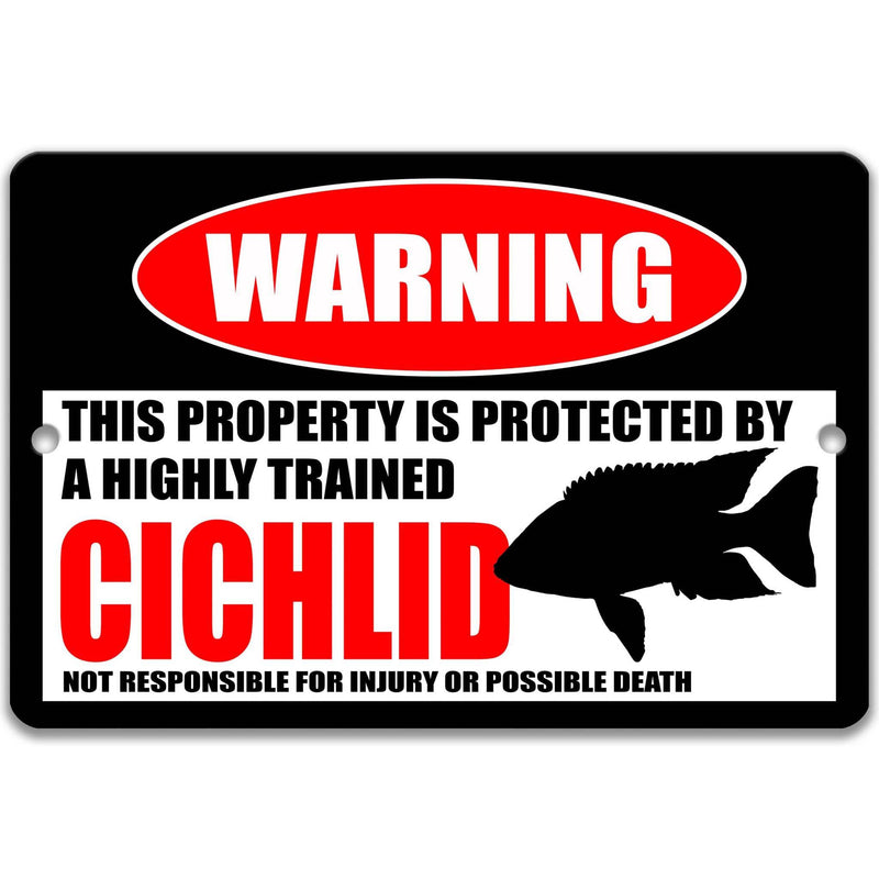 Cichlid Warning Sign - Funny Aquarium Decor - Fish Sign - Designs by Linda Nee