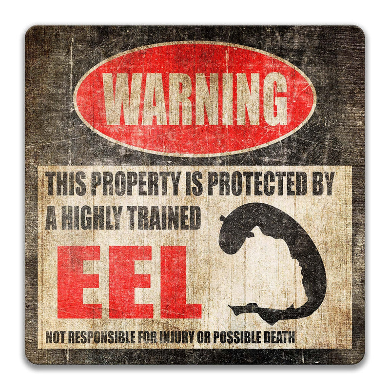 Eel Warning Sign, Beware of Eel Sign, Aquarium Sign - Designs by Linda Nee