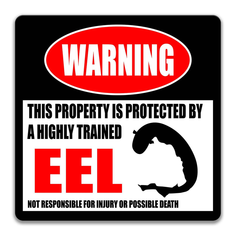 Eel Warning Sign, Beware of Eel Sign, Aquarium Sign - Designs by Linda Nee