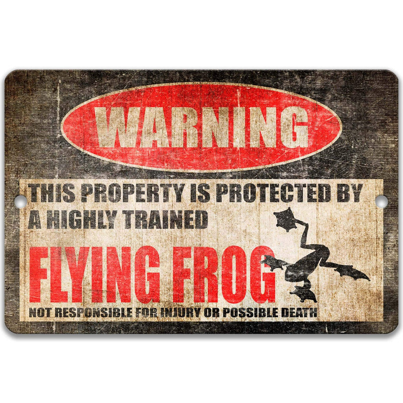 Flying Frog Warning Sign, Beware of Flying Frog, Gliding Frog, Parachute Frog, Rainforest Frogs, Tropical Frogs - Designs by Linda Nee