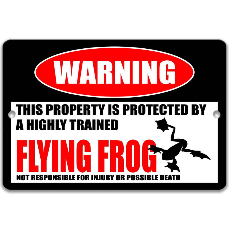 Flying Frog Warning Sign, Beware of Flying Frog, Gliding Frog, Parachute Frog, Rainforest Frogs, Tropical Frogs - Designs by Linda Nee