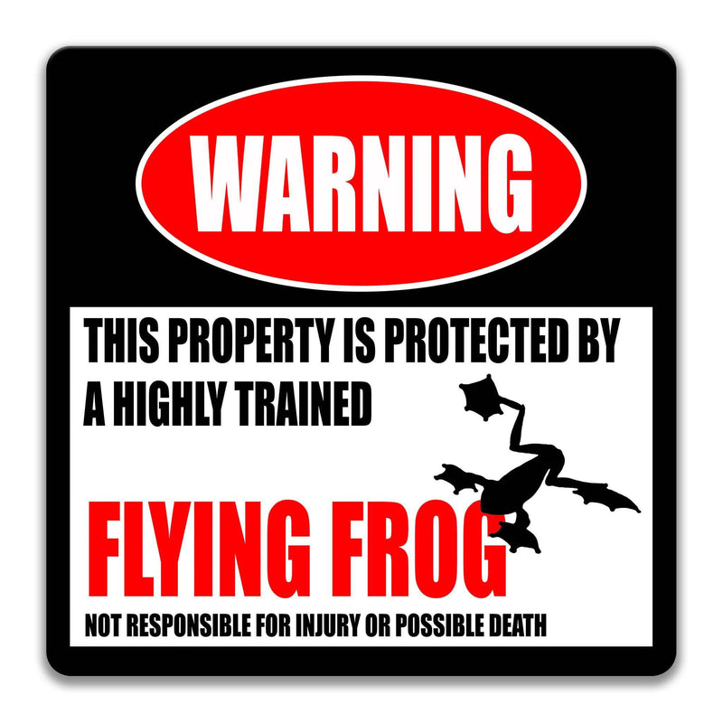 Flying Frog Warning Sign, Beware of Flying Frog, Gliding Frog, Parachute Frog, Rainforest Frogs, Tropical Frogs - Designs by Linda Nee