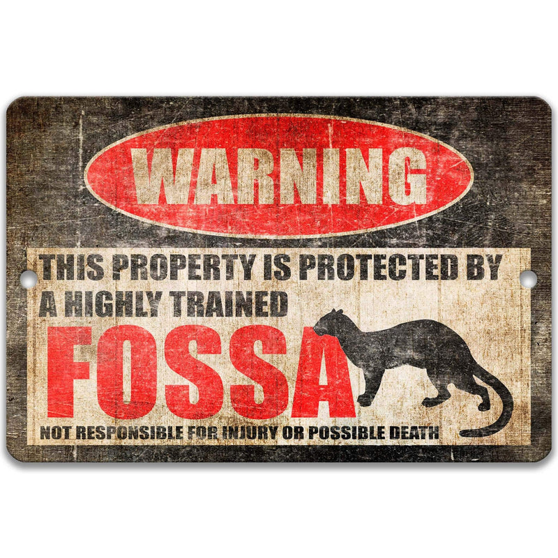 Fossa Warning Sign, Beware of Fossa Sign, Civet Cat, Eupleridae - Designs by Linda Nee