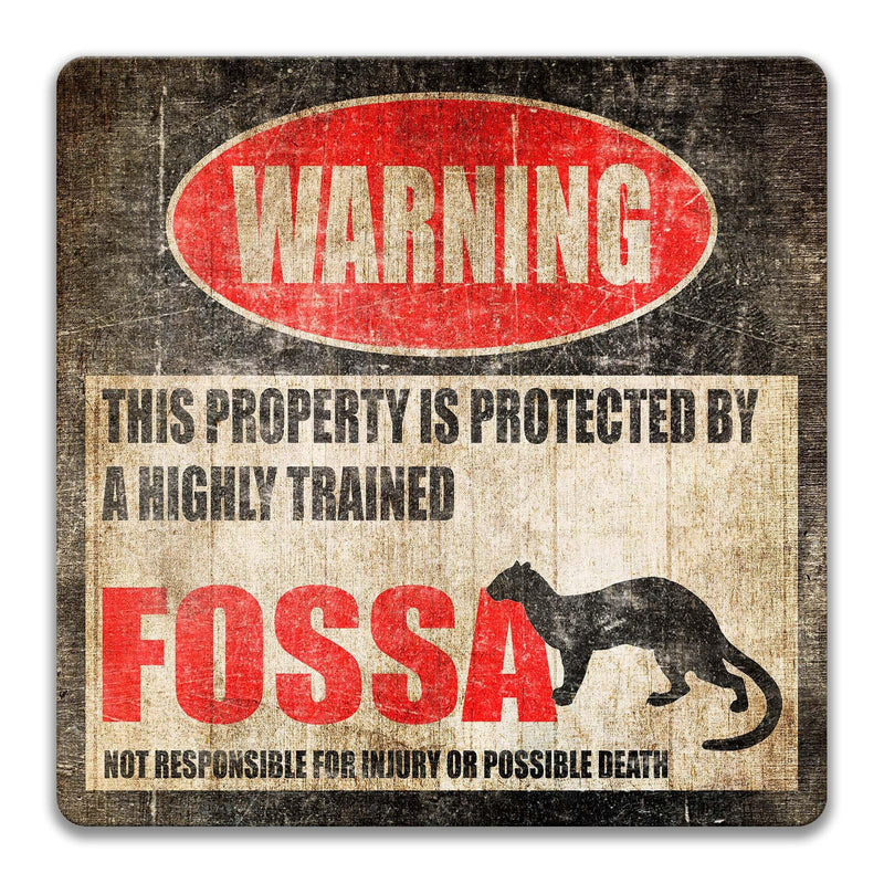 Fossa Warning Sign, Beware of Fossa Sign, Civet Cat, Eupleridae - Designs by Linda Nee