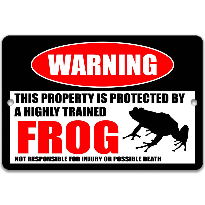 Frog Warning Sign, Beware of Frog Sign, Bullfrog, Croaker, Polliwog, Sign for Pond, Wall Hanging, Amphibians - Designs by Linda Nee