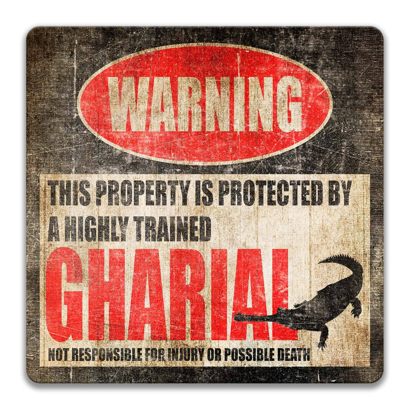 Gharial Metal Sign, Gharial Warning, Gharial Decor, Gavial, Fish-eating Crocodile - Designs by Linda Nee