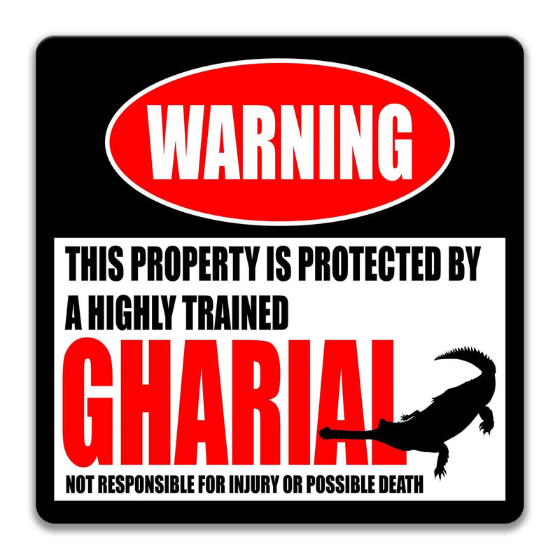 Gharial Metal Sign, Gharial Warning, Gharial Decor, Gavial, Fish-eating Crocodile - Designs by Linda Nee