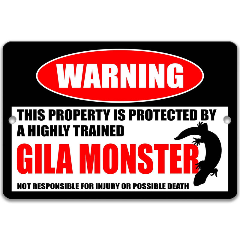 Gila Monster Metal Sign, Gila Monster Warning, Venomous Lizard, Reptile, Pet Cage Accessory - Designs by Linda Nee