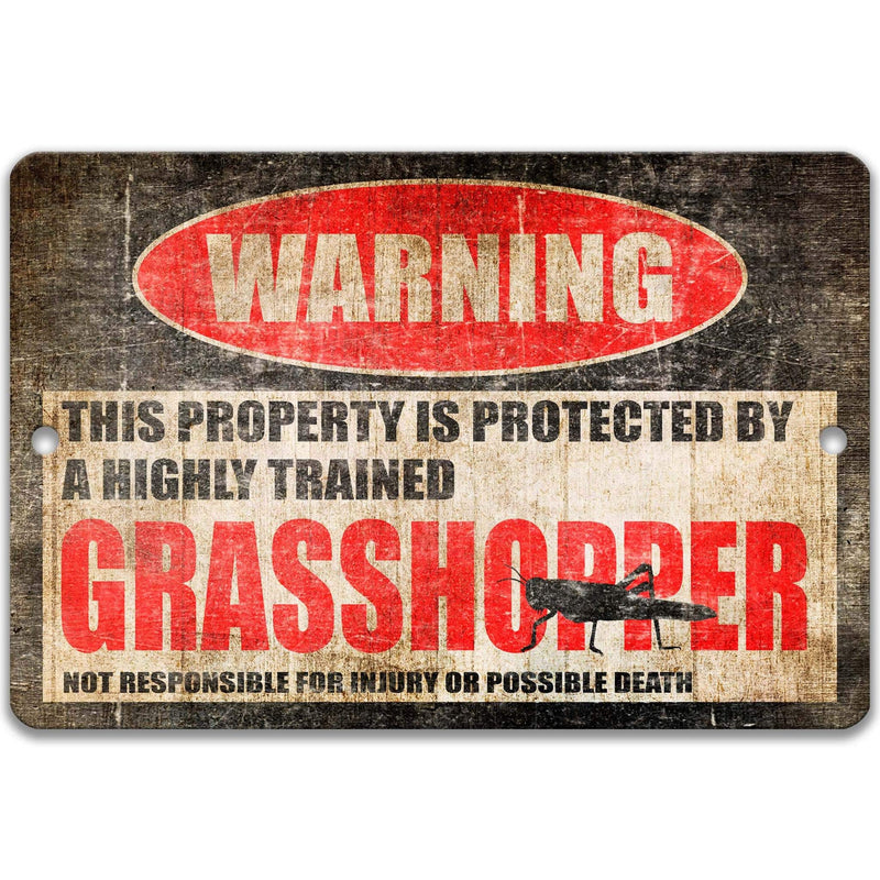 Grasshopper Metal Sign, Grasshopper Warning, Short-horned Grasshopper, Insect Lover - Designs by Linda Nee