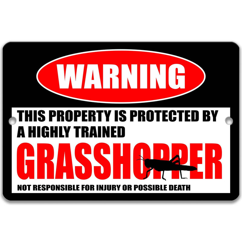 Grasshopper Metal Sign, Grasshopper Warning, Short-horned Grasshopper, Insect Lover - Designs by Linda Nee