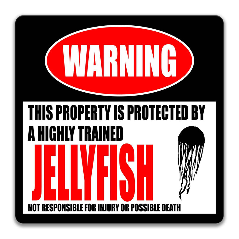 Jellyfish Warning Sign, Beware of Jellyfish Sign, Man-of-war - Designs by Linda Nee