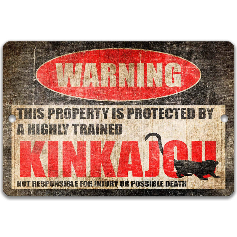 Funny Kinkajou Warning Sign, Beware of Kinkajou Sign, Tropical Rainforest Mammal, Coatis - Designs by Linda Nee