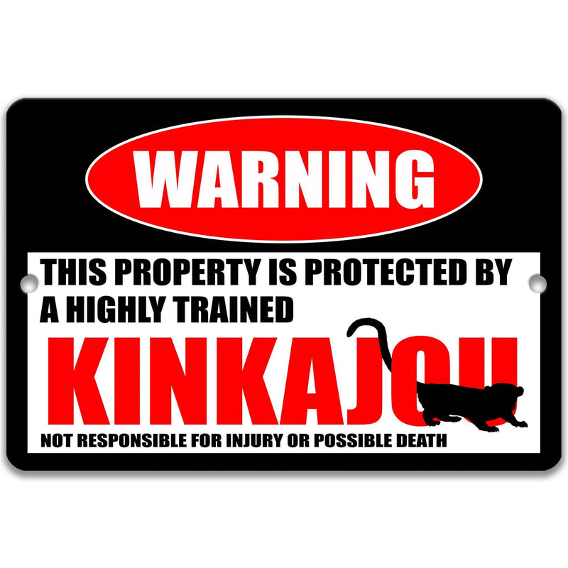 Funny Kinkajou Warning Sign, Beware of Kinkajou Sign, Tropical Rainforest Mammal, Coatis - Designs by Linda Nee