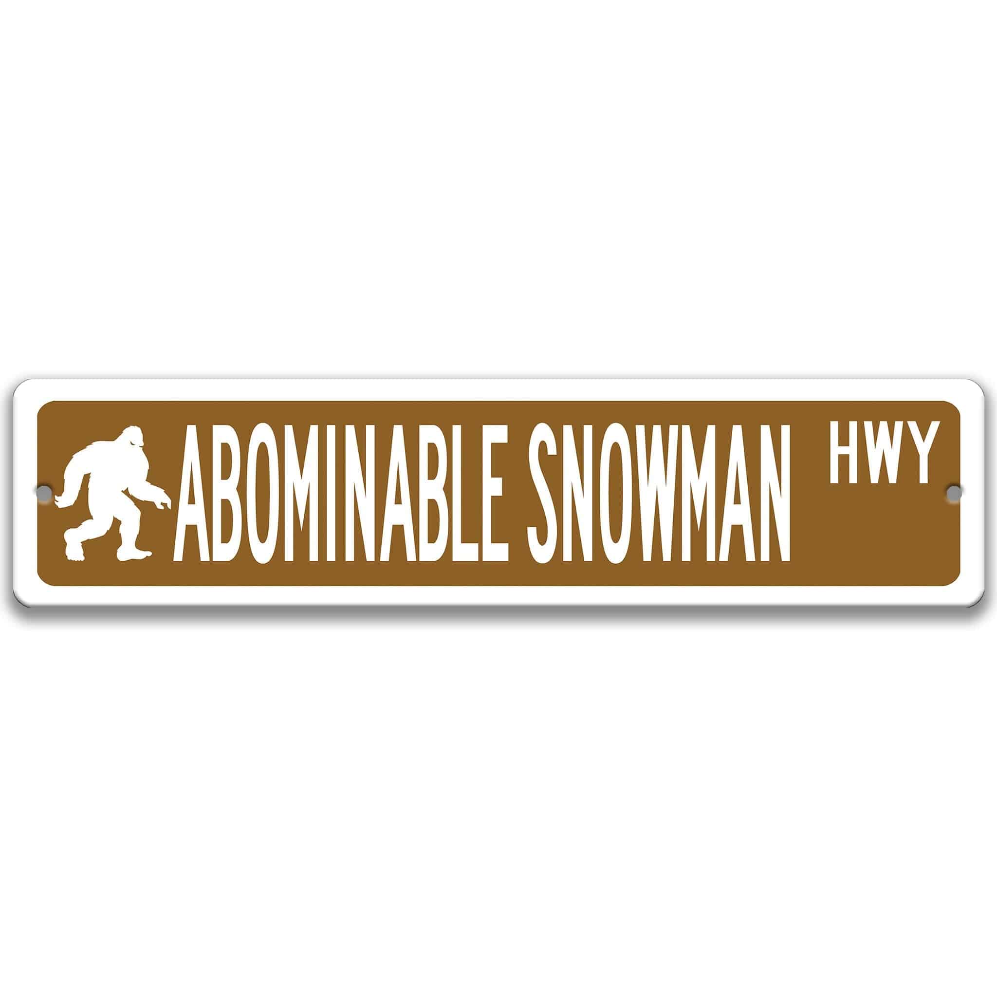 Abominable Snowman with Silhouette Metal Street Sign